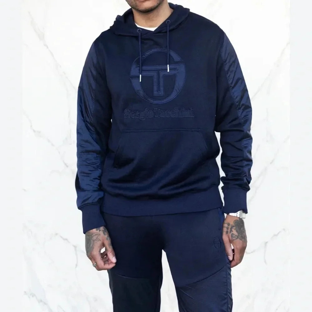 💙 SERGIO TACCHINI Maritime Blue Logo Hoodie Sz M 💙‎